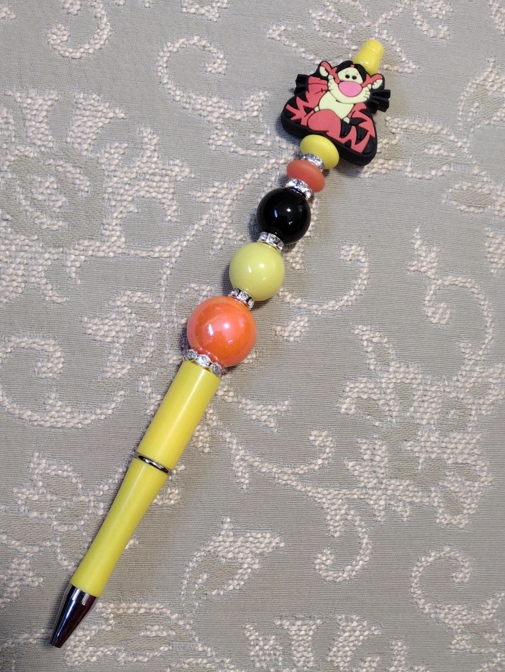 Novelty Yellow Beaded Tigger Ballpoint Pen - Decorative Home Office Accessory